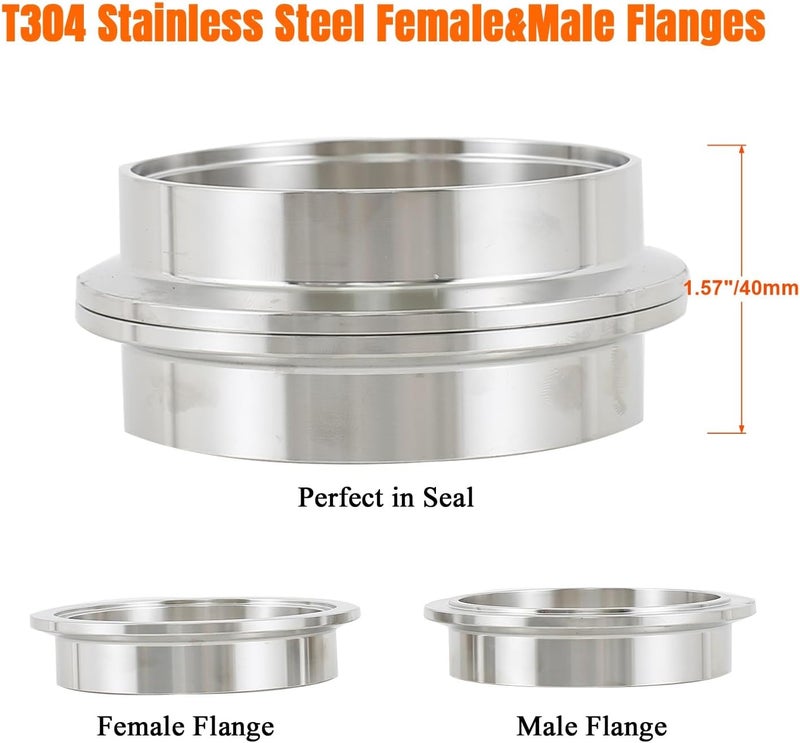 eLifecenter 2 Pack 3-1/2 inch Exhaust V Clamps Stainless Steel with ID 3.5" Male Female Flanges v-band Clamp Quick Release Latch Bolt - Image 4